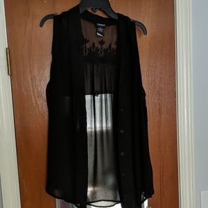 Sheer sleeveless button down